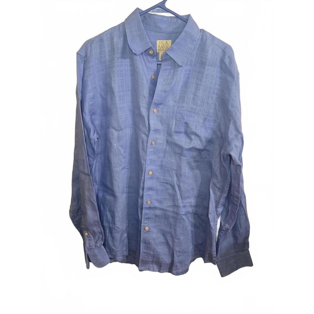 Jos. A. Bank Men's Blue Linen Casual Shirt Medium